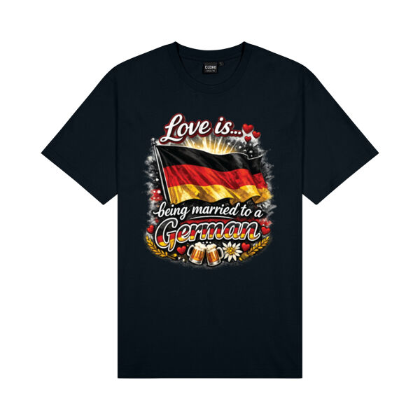 Love is... being married to a German  - Cloke Mens Outline Tee Thumbnail