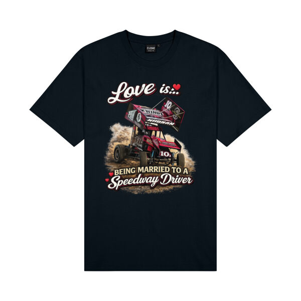 Love is ... being married to a Speedway Driver  - Cloke Mens Outline Tee Thumbnail